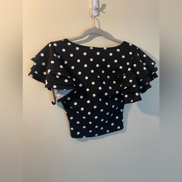 NWT POLKA DOT BLOUSE WITH RUFFLE SLEEVES - Picture 5 of 6
